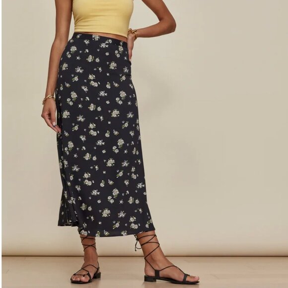 Reformation Dresses & Skirts - Reformation Navy Floral Midi Skirt